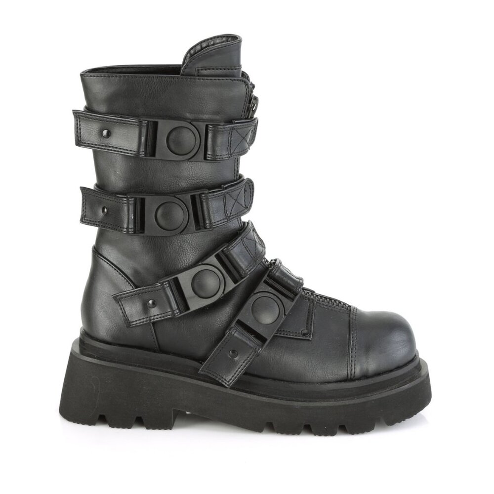 Demonia Renegade-55 Black Vegan Leather Combat Boots - Picture 3 of 4
